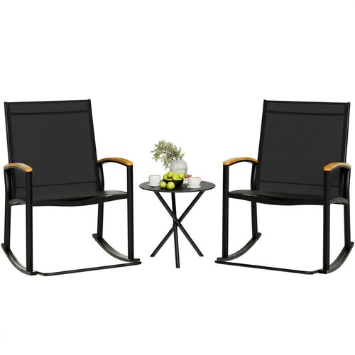 Shintenchi 3 Piece Outdoor Rocking Bistro Set