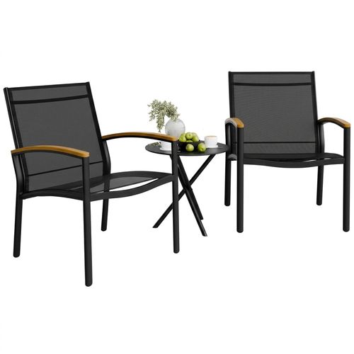 Shintenchi 3 Pieces Textilene Patio Bistro Set