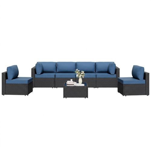 Shintenchi 7 Pieces Outdoor Patio Sectional Sofa