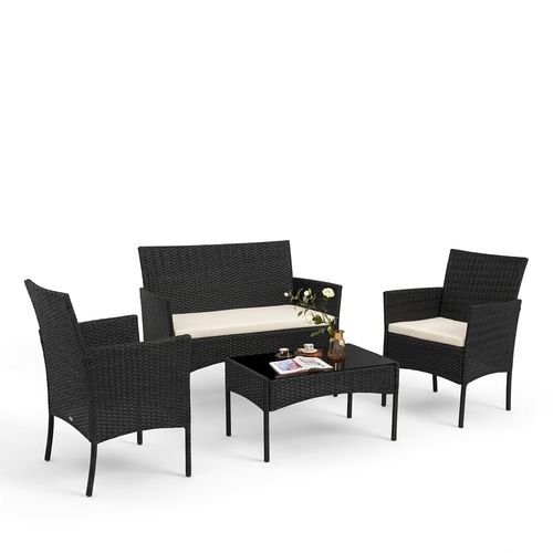 Shintenchi 4 Piece Outdoor Wicker Patio Set