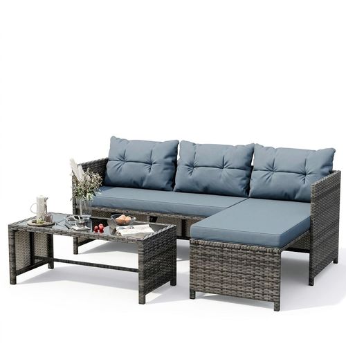 Shintenchi 3-Piece Wicker Patio Conversation Set